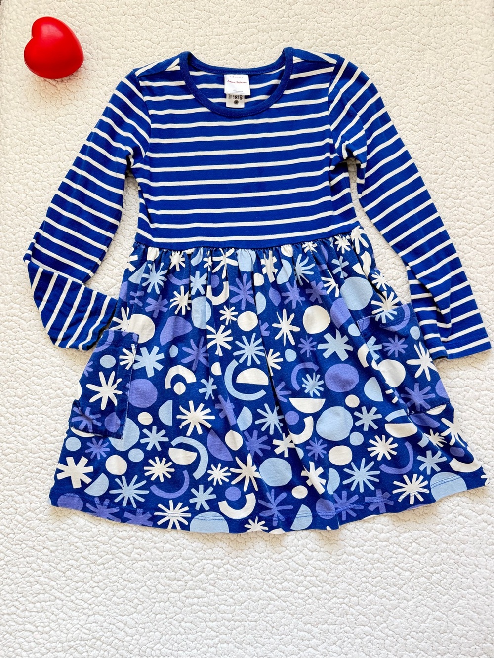 Hanna Andersson Blue Striped Top & Floral Skirt Long-Sleeve Dress